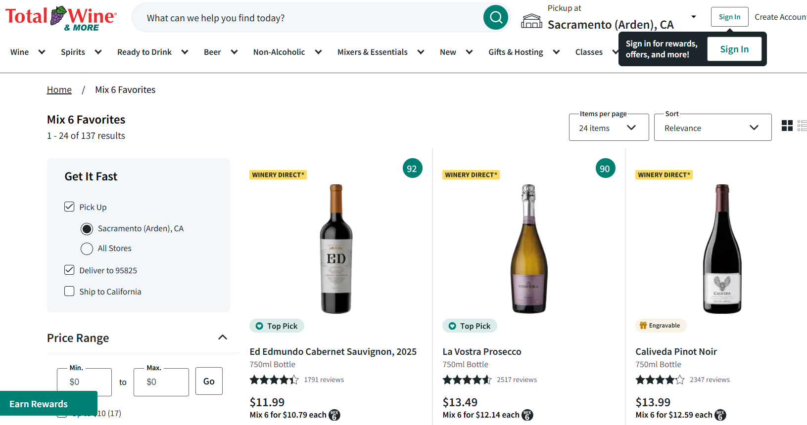 6 wines discount total wine