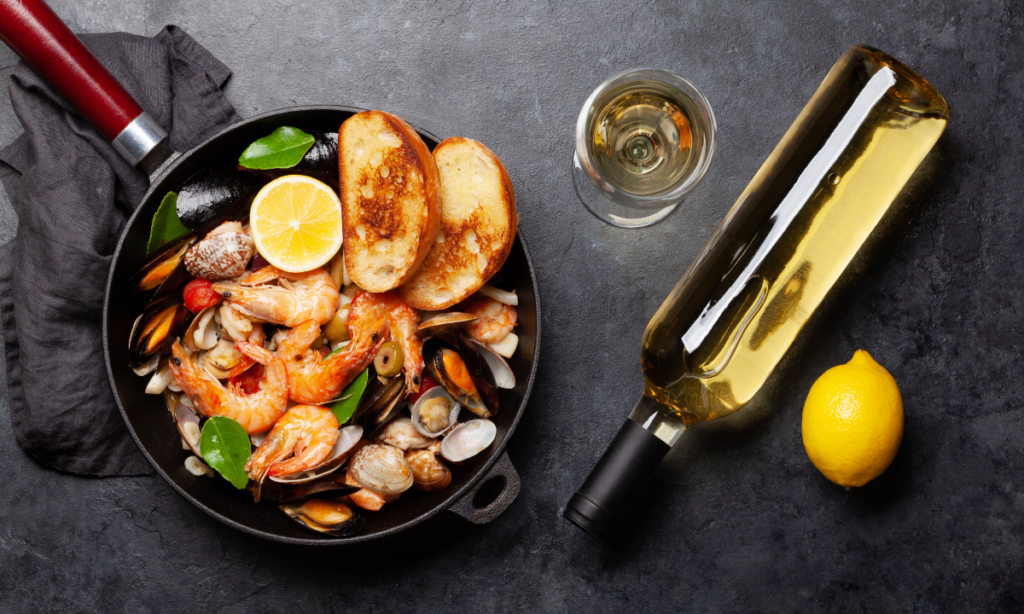 wine and seafood