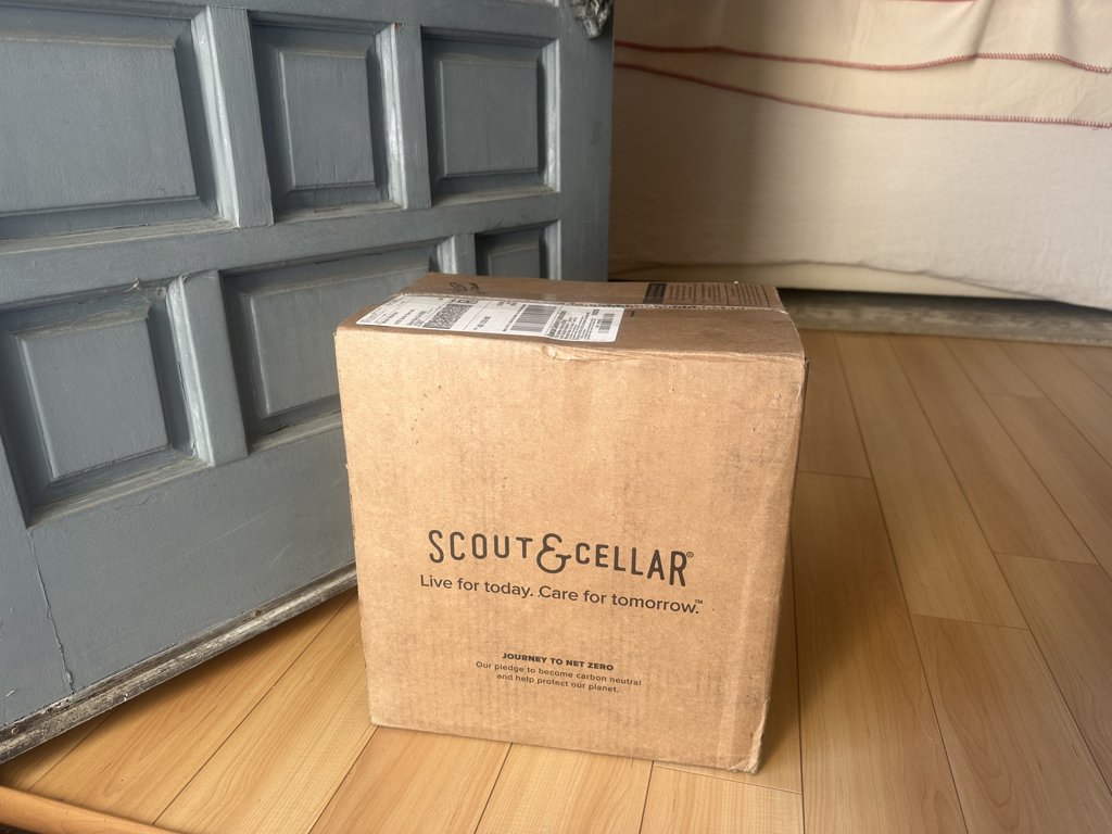 Scout & Cellar shipping box delivered at the front door